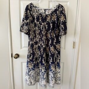 House of CB Navy and Cream Floral Dress
